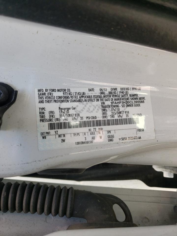 Photo 10 from auction – 2012 FORD FOCUS SEL with VIN 1FAHP3H20CL395585