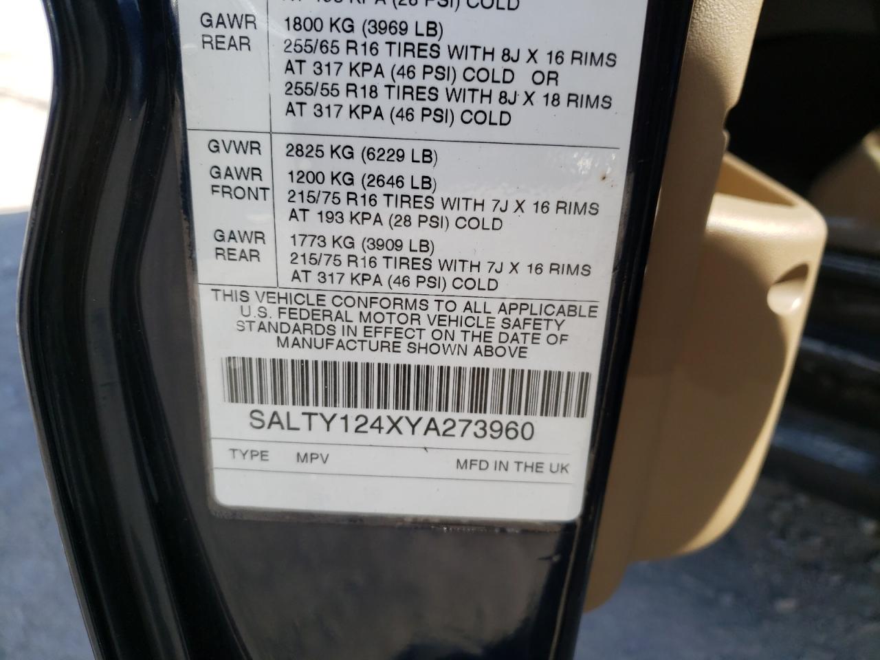 Photo 10 from auction – 2000 LAND ROVER DISCOVERY with VIN SALTY124XYA273960