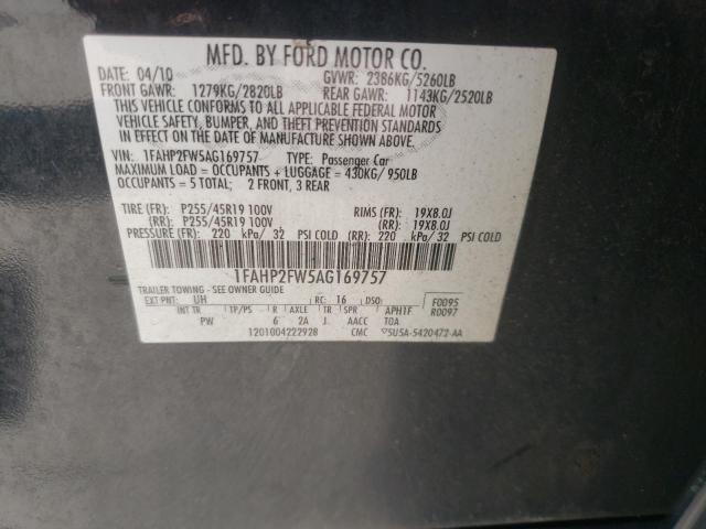 Photo 10 from auction – 2010 FORD TAURUS LIM with VIN 1FAHP2FW5AG169757