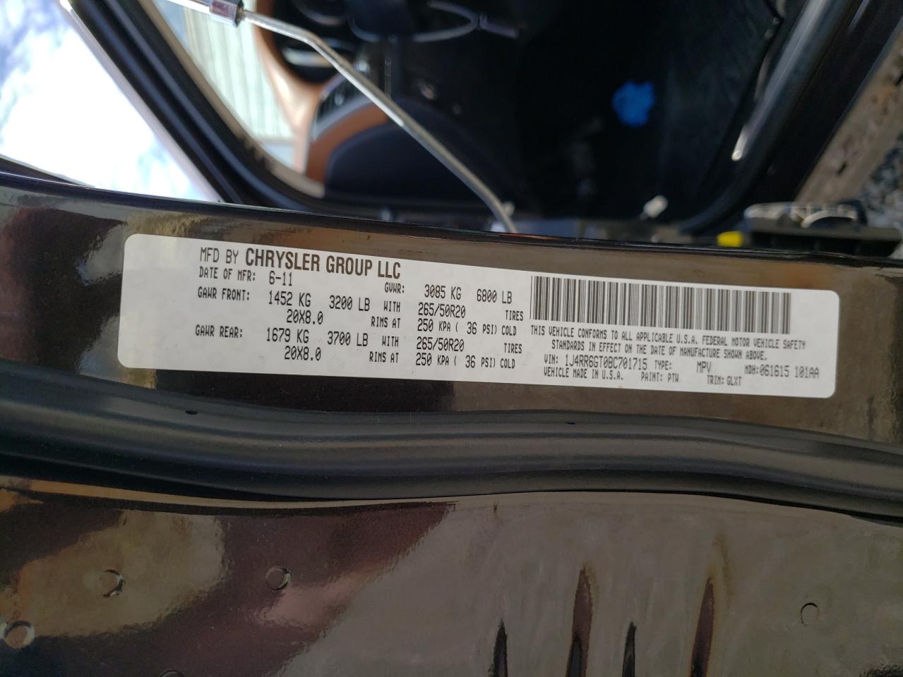 Photo 10 from auction – 2011 JEEP GRAND CHER with VIN 1J4RR6GT0BC701715
