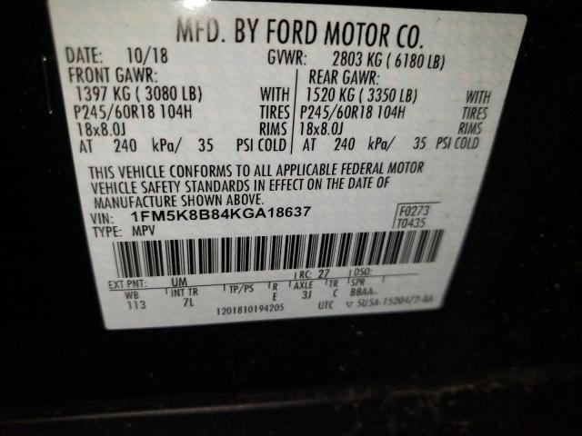 Photo 10 from auction – 2019 FORD EXPLORER with VIN 1FM5K8B84KGA18637