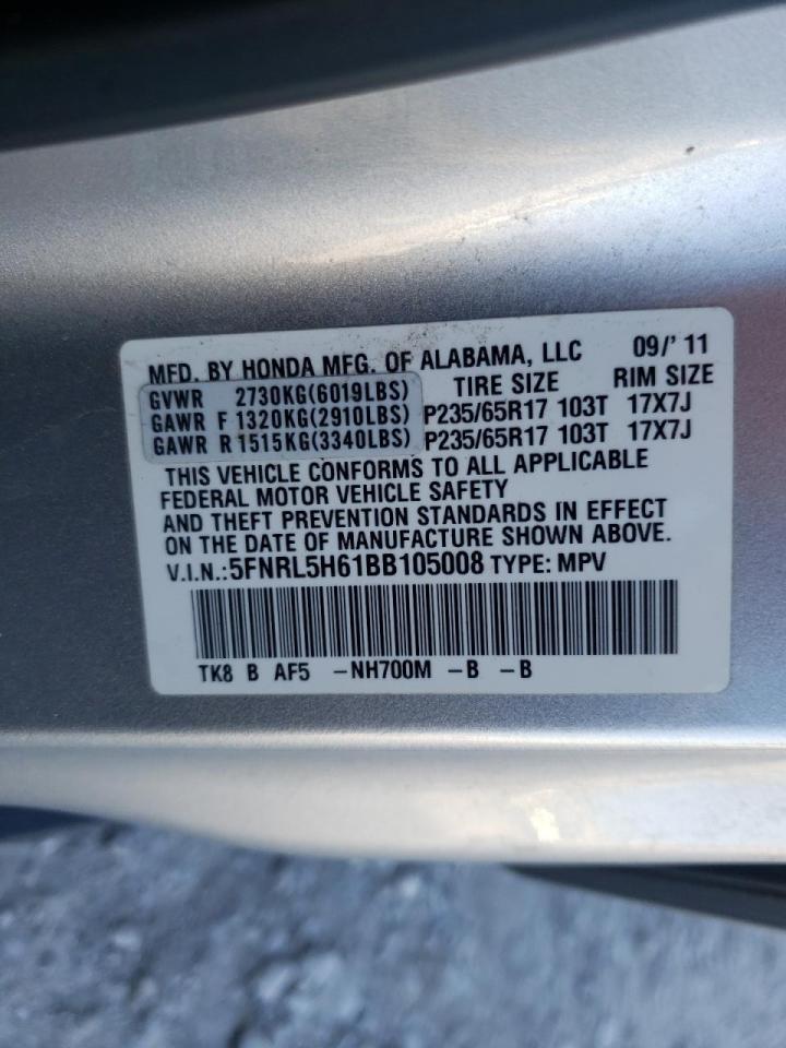 Photo 10 from auction – 2011 HONDA ODYSSEY EX with VIN 5FNRL5H61BB105008