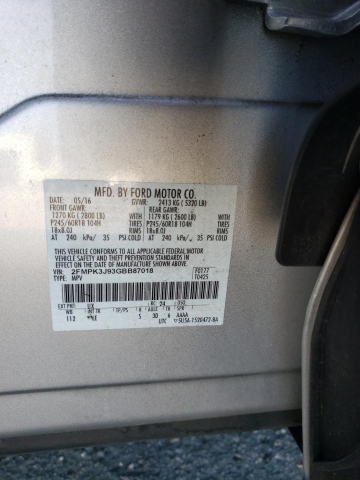 Photo 10 from auction – 2016 FORD EDGE SEL with VIN 2FMPK3J93GBB87018