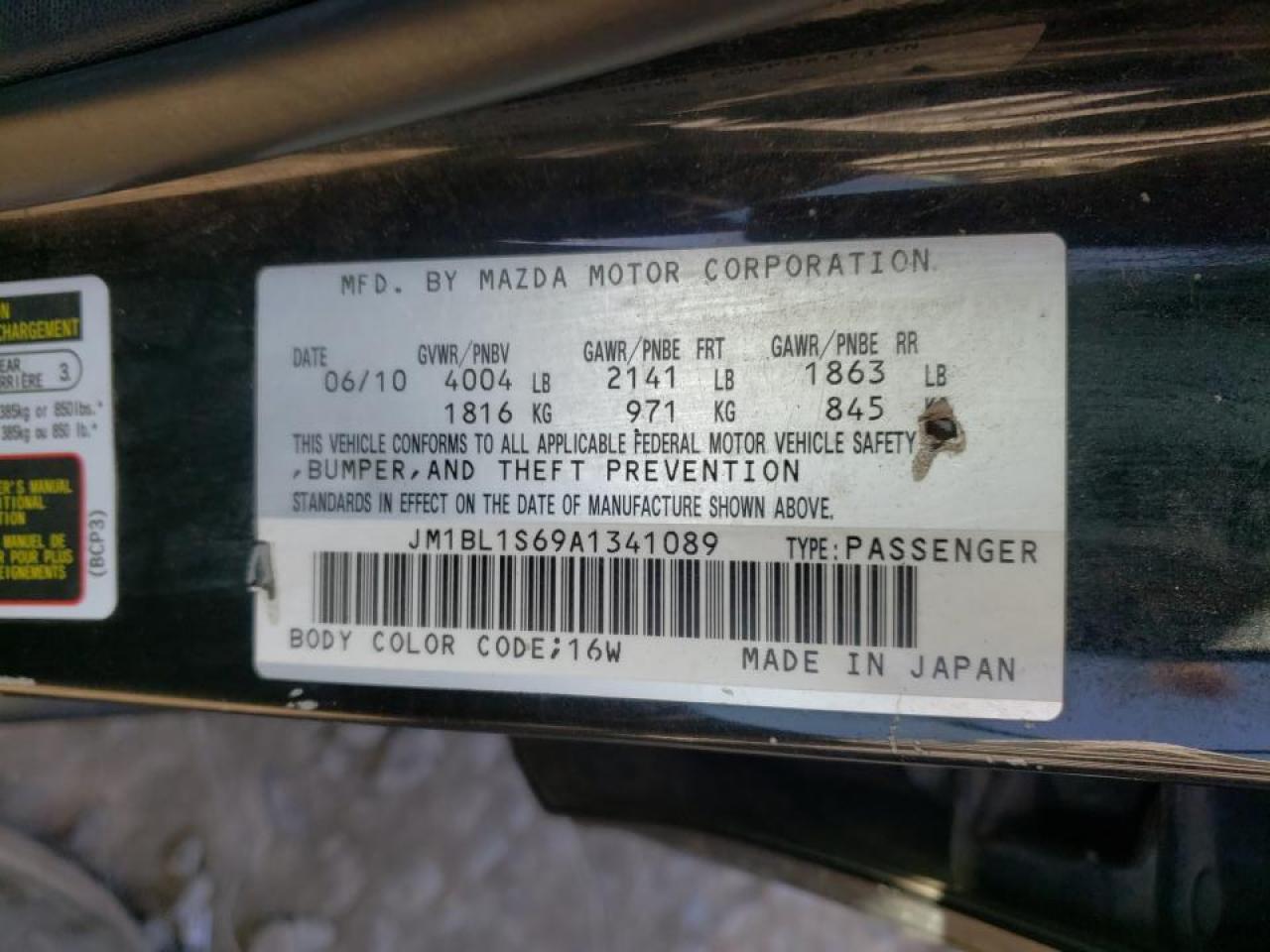 صورة رقم 10 من المزاد - 2010 MAZDA 3 S مع VIN JM1BL1S69A1341089