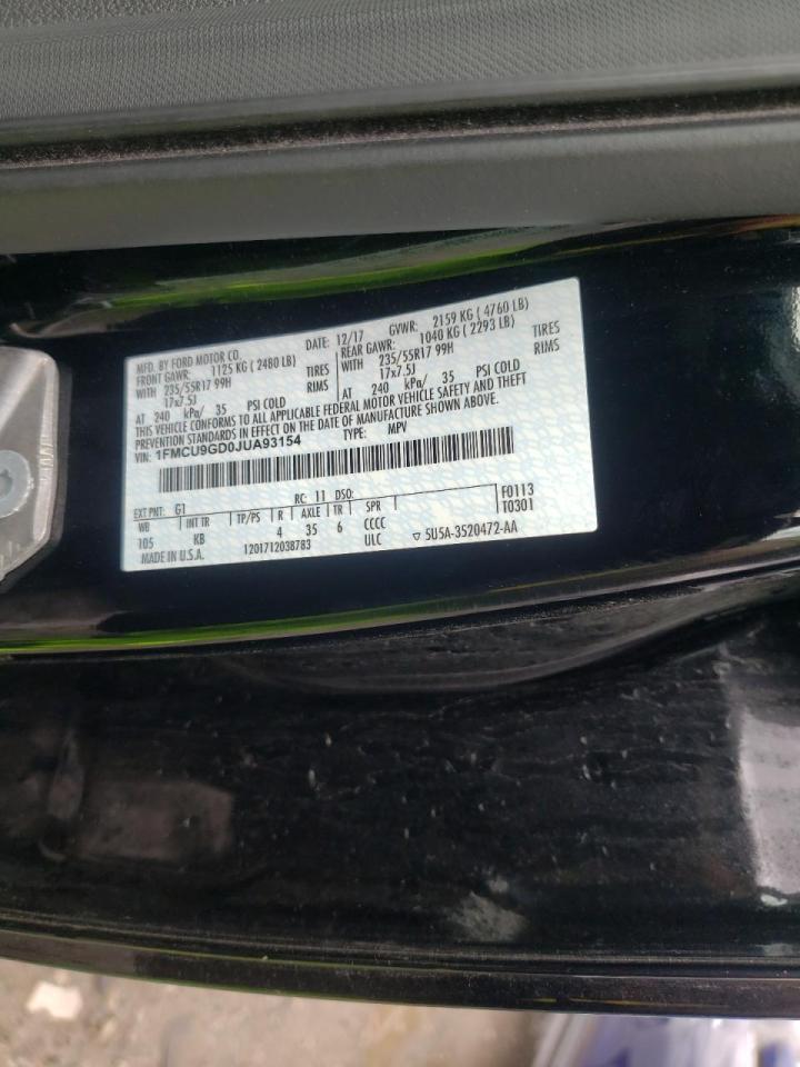 Photo 10 from auction – 2018 FORD ESCAPE SE with VIN 1FMCU9GD0JUA93154