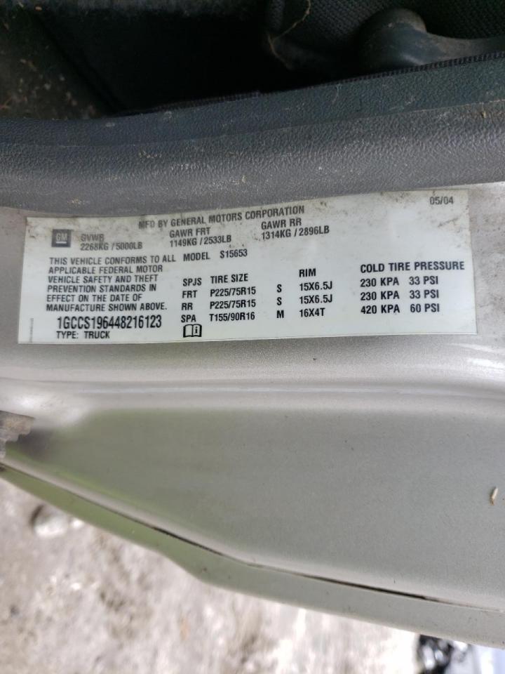 Photo 10 from auction – 2004 CHEVROLET COLORADO with VIN 1GCCS196448216123