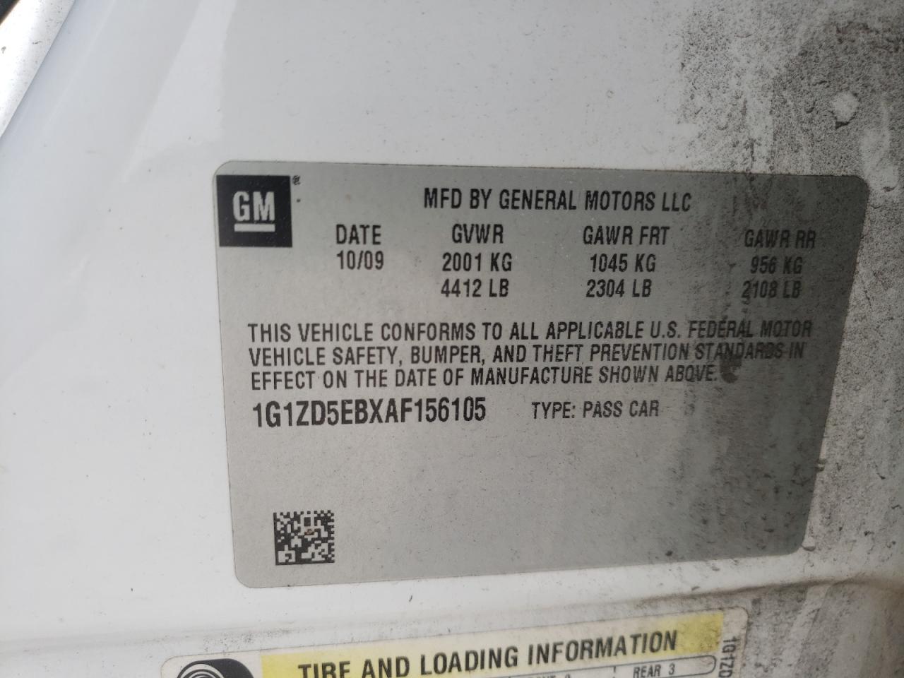 Photo 10 from auction – 2010 CHEVROLET MALIBU 2LT with VIN 1G1ZD5EBXAF156105