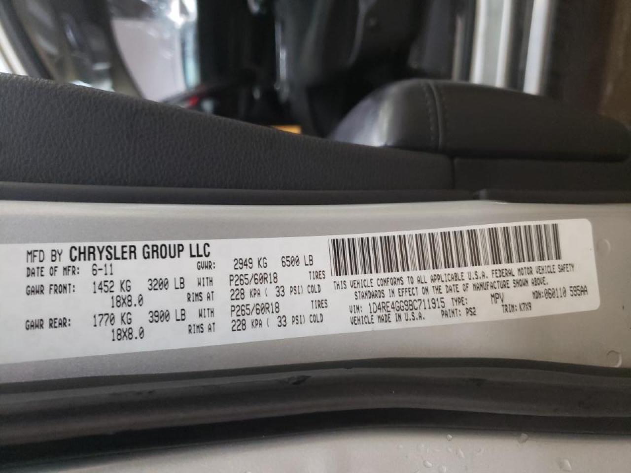 Photo 10 from auction – 2011 DODGE DURANGO CR with VIN 1D4RE4GG9BC711915