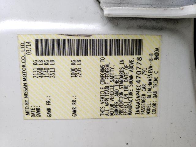 Photo 10 from auction – 2014 NISSAN MAXIMA S with VIN 1N4AA5AP4EC470778