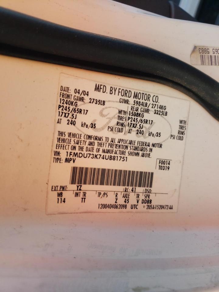 Foto 10 de la subasta – 2004 FORD EXPLORER X con VIN 1FMDU73K74UB81751