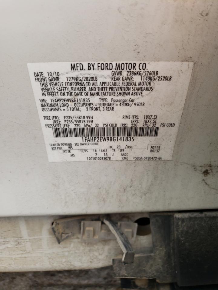 Photo 10 from auction – 2011 FORD TAURUS SEL with VIN 1FAHP2EW9BG141835