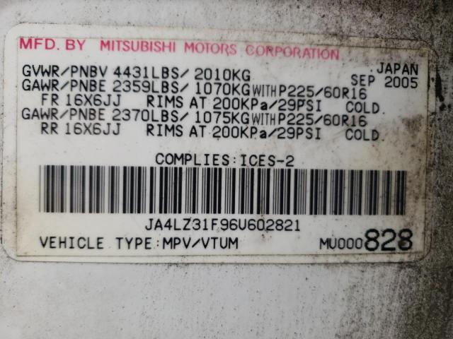 Photo 10 from auction – 2006 MITSUBISHI OUTLANDER with VIN JA4LZ31F96U602821