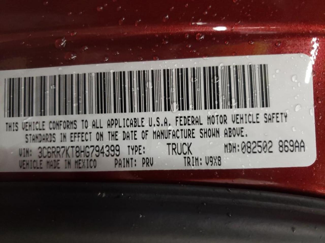 Photo 10 from auction – 2017 RAM 1500 ST with VIN 3C6RR7KT8HG794399
