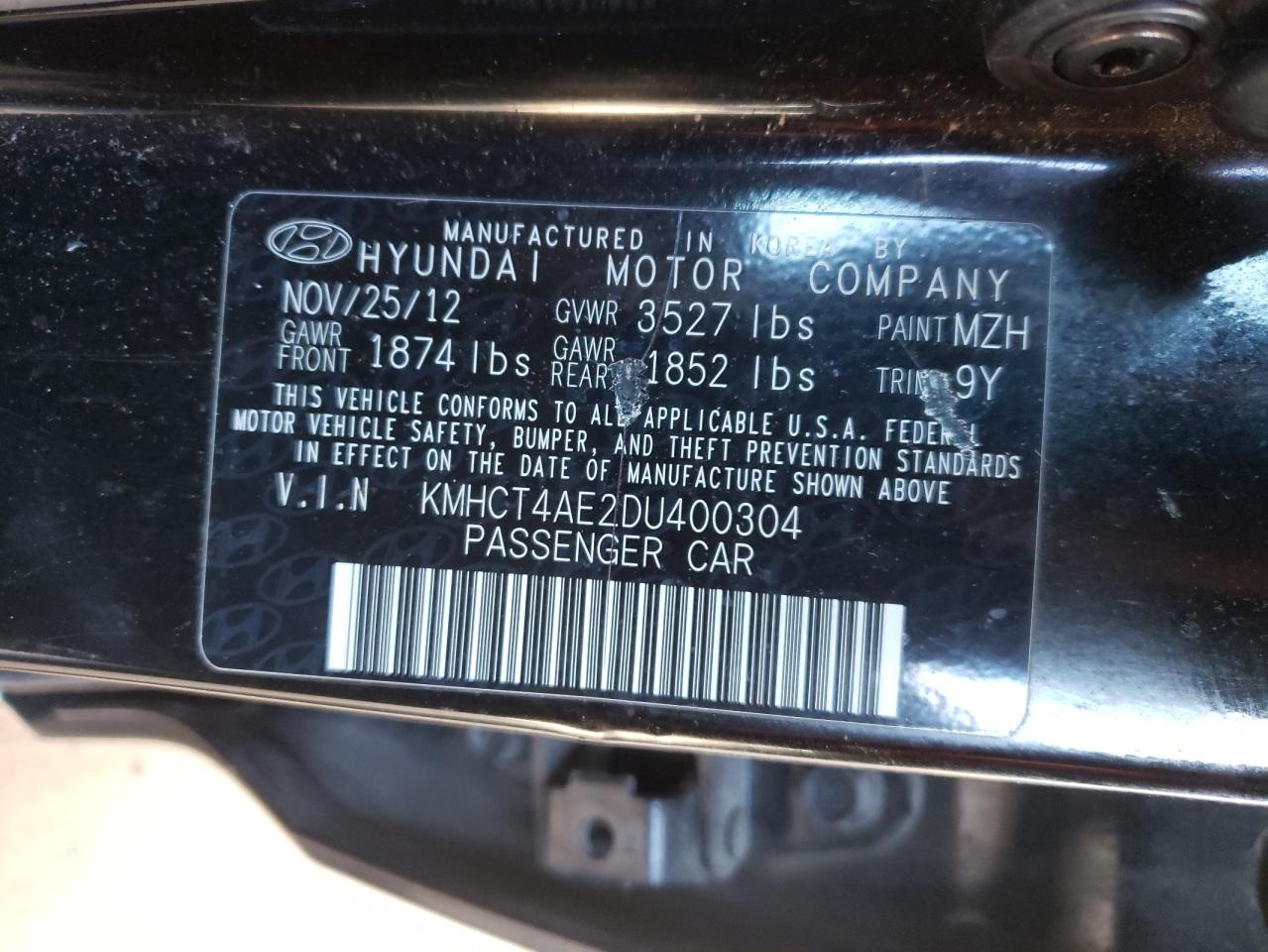 Photo 10 from auction – 2013 HYUNDAI ACCENT GLS with VIN KMHCT4AE2DU400304