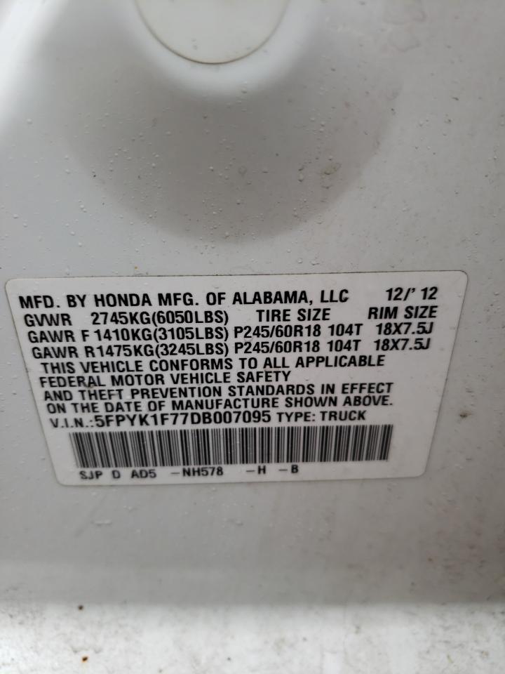 Photo 10 from auction – 2013 HONDA RIDGELINE with VIN 5FPYK1F77DB007095