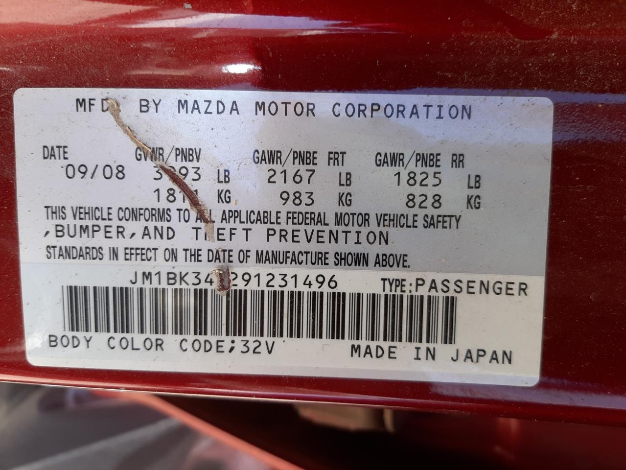 Photo 10 from auction – 2009 MAZDA 3 S with VIN JM1BK343291231496
