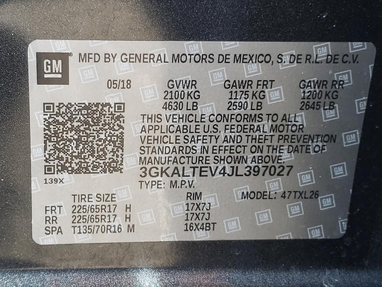 Photo 10 from auction – 2018 GMC TERRAIN SL with VIN 3GKALTEV4JL397027