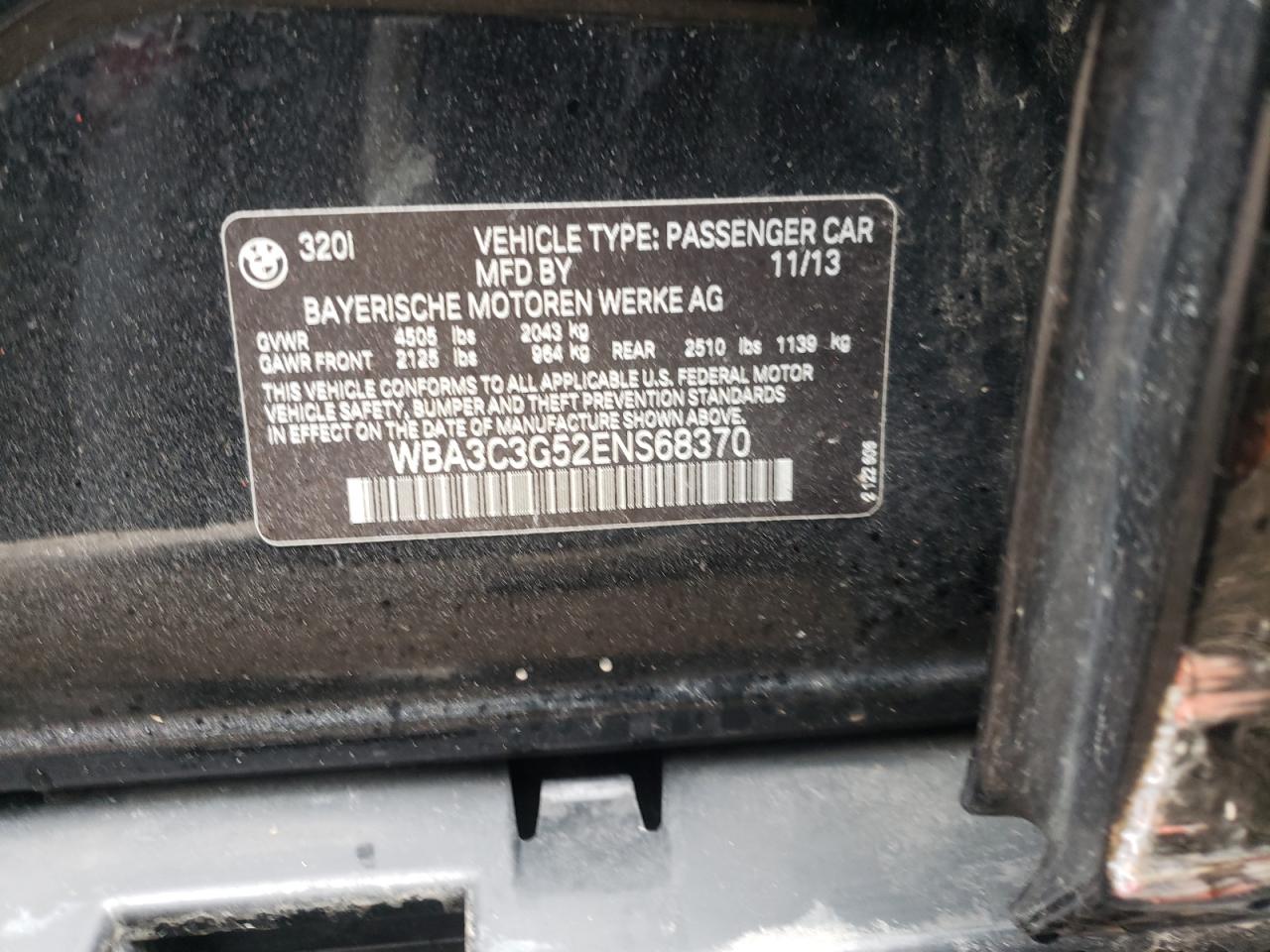 Photo 10 from auction – 2014 BMW 320 I XDRI with VIN WBA3C3G52ENS68370
