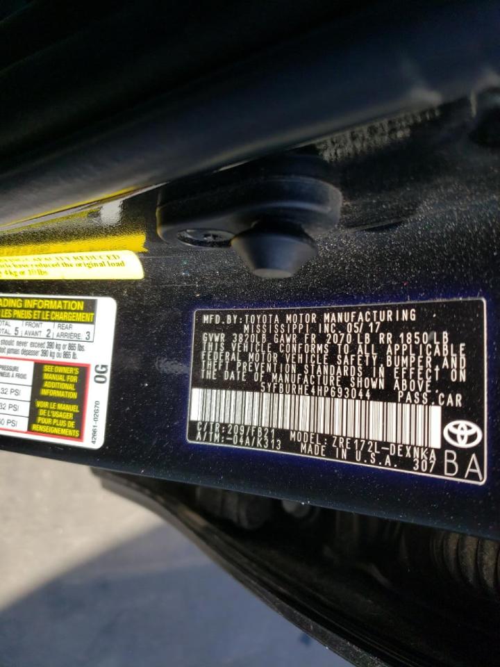Photo 10 from auction – 2017 TOYOTA COROLLA L with VIN 5YFBURHE4HP693044
