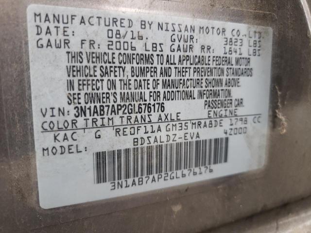 Photo 10 from auction – 2016 NISSAN SENTRA S with VIN 3N1AB7AP2GL676176