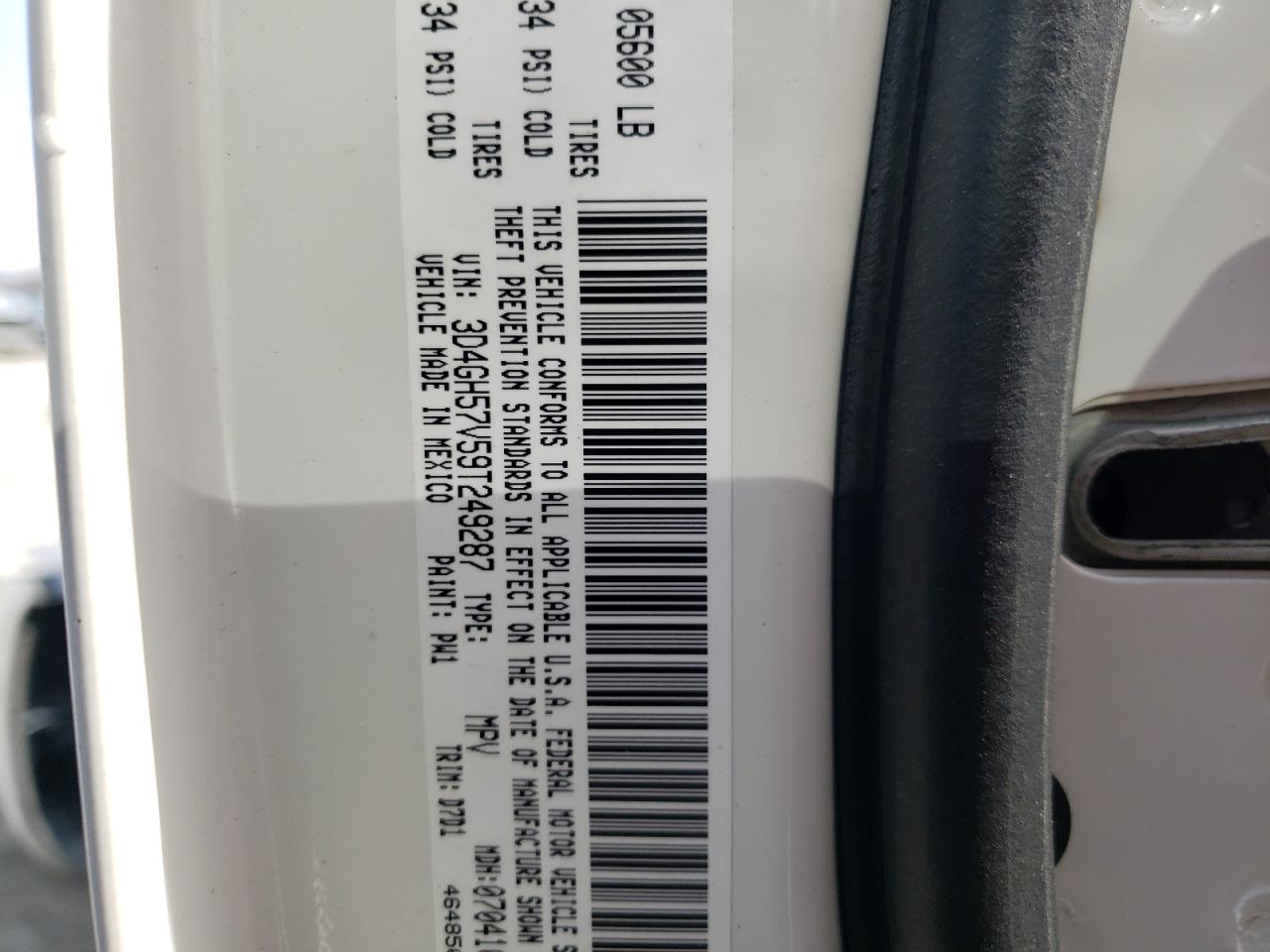 Photo 10 from auction – 2009 DODGE JOURNEY SX with VIN 3D4GH57V59T249287