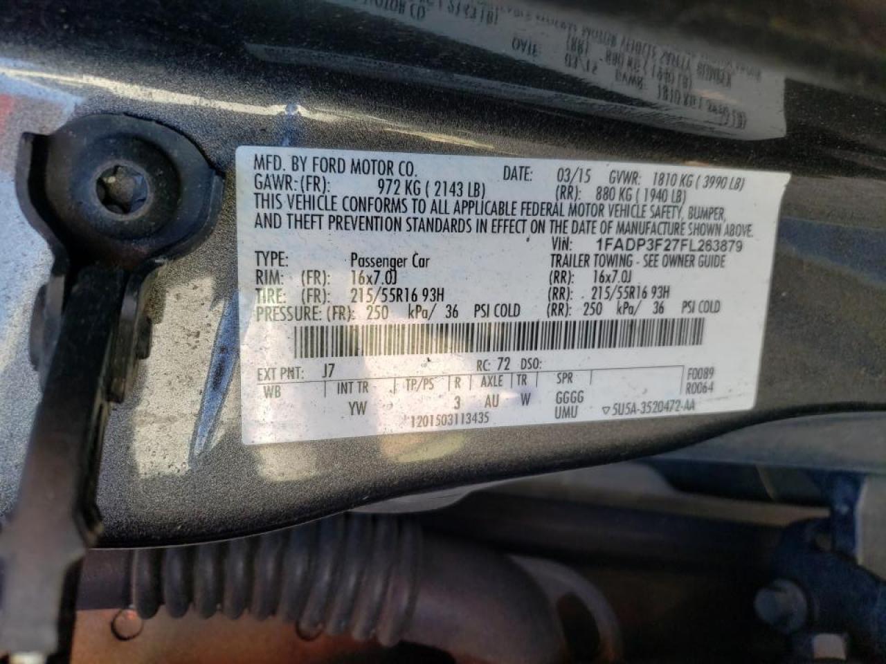 Photo 10 from auction – 2015 FORD FOCUS SE with VIN 1FADP3F27FL263879