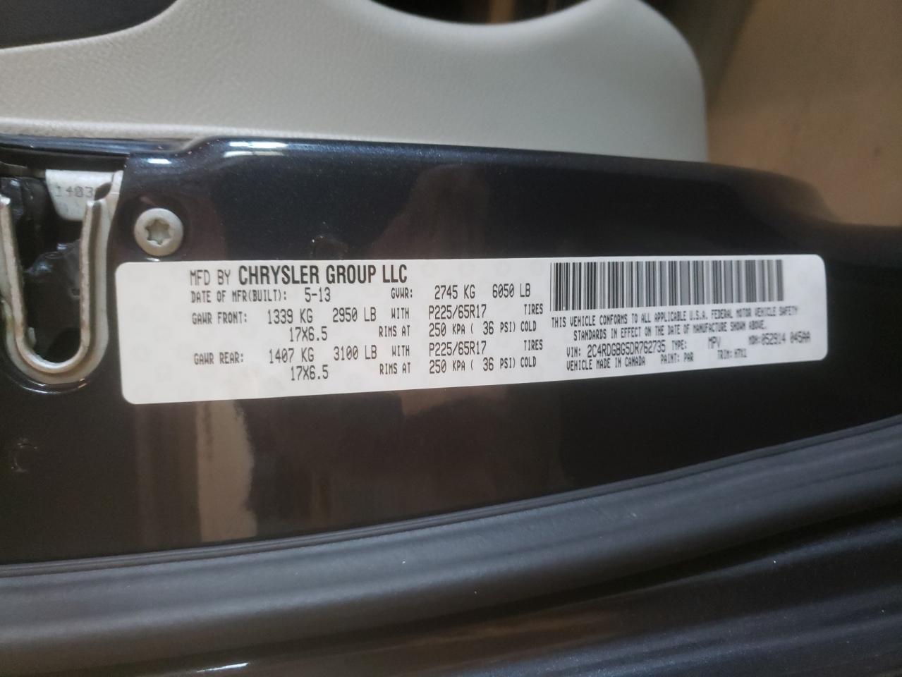 Photo 10 from auction – 2013 DODGE GRAND CARA with VIN 2C4RDGBG5DR762735