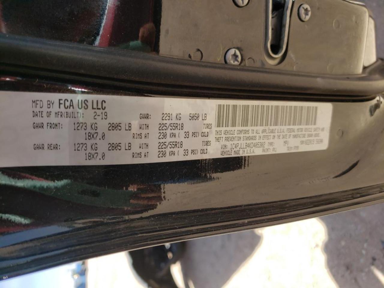 Photo 10 from auction – 2019 JEEP CHEROKEE L with VIN 1C4PJLLB4KD405302