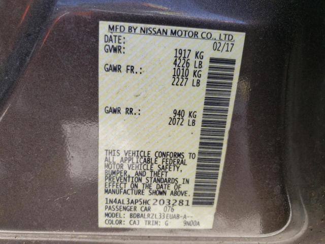 Photo 10 from auction – 2017 NISSAN ALTIMA 2.5 with VIN 1N4AL3AP5HC203281