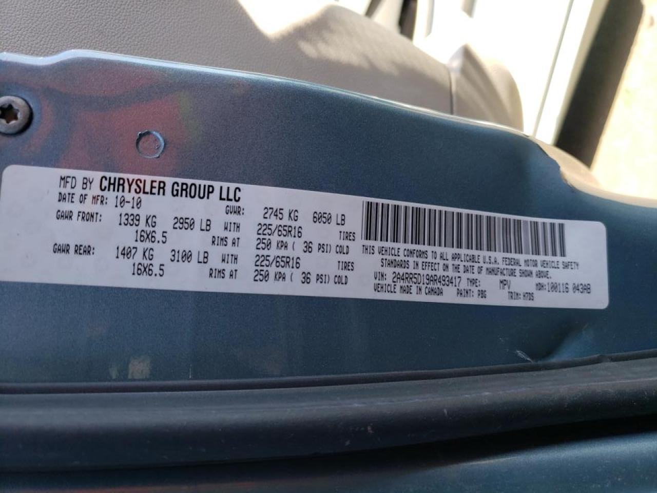Photo 10 from auction – 2010 CHRYSLER TOWN & COU with VIN 2A4RR5D19AR493417
