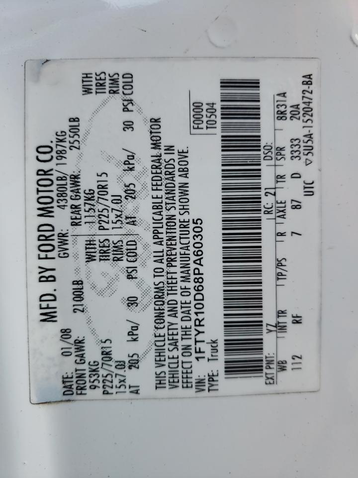 Photo 10 from auction – 2008 FORD RANGER with VIN 1FTYR10D68PA60305