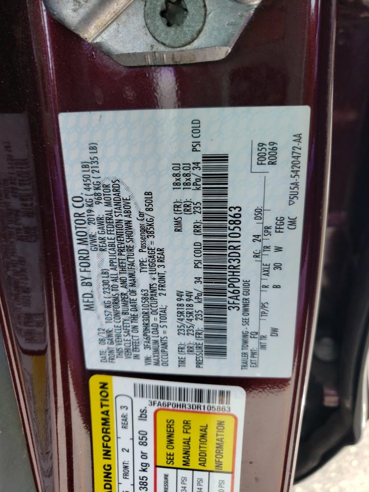 Photo 10 from auction – 2013 FORD FUSION SE with VIN 3FA6P0HR3DR105863