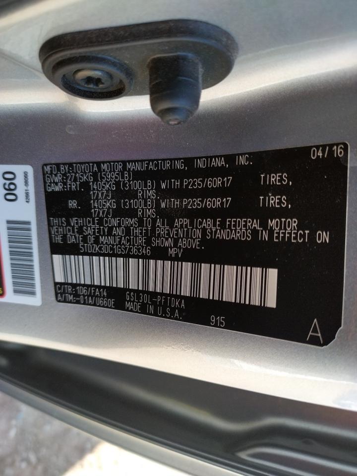 Photo 10 from auction – 2016 TOYOTA SIENNA with VIN 5TDZK3DC1GS736346