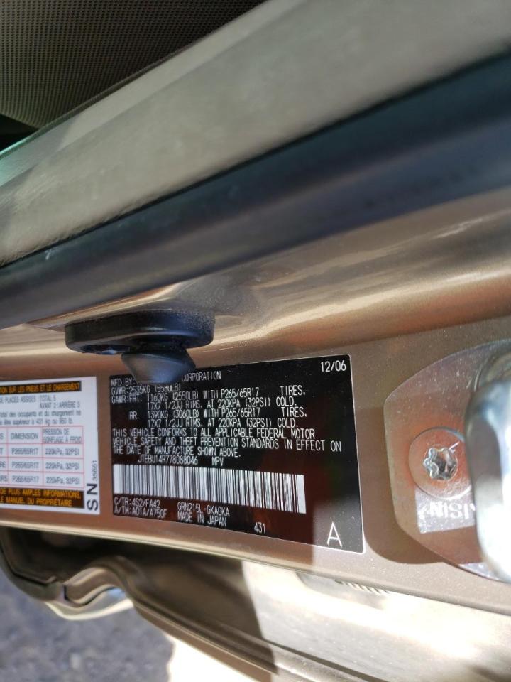 Photo 10 from auction – 2007 TOYOTA 4RUNNER SR with VIN JTEBU14R778088046