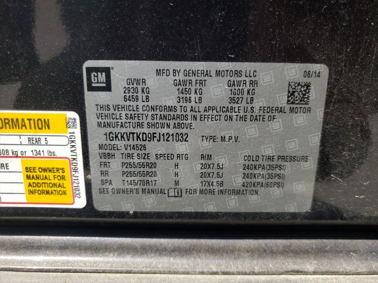 Photo 10 from auction – 2015 GMC ACADIA DEN with VIN 1GKKVTKD9FJ121032