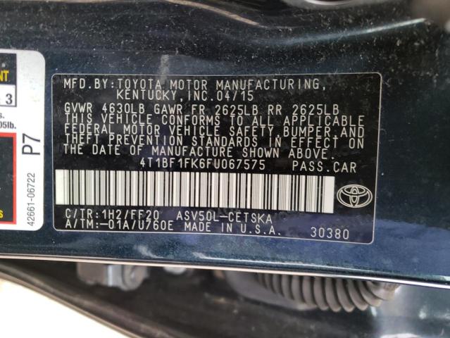Photo 10 from auction – 2015 TOYOTA CAMRY LE with VIN 4T1BF1FK6FU067575
