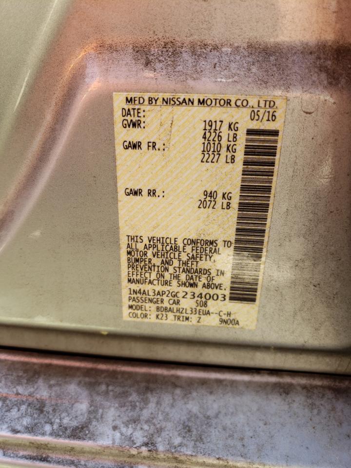 Photo 10 from auction – 2016 NISSAN ALTIMA 2.5 with VIN 1N4AL3AP2GC234003