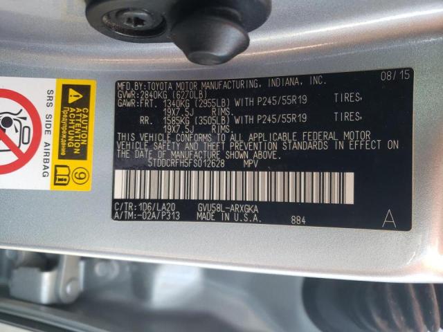 Photo 10 from auction – 2015 TOYOTA HIGHLANDER with VIN 5TDDCRFH5FS012628