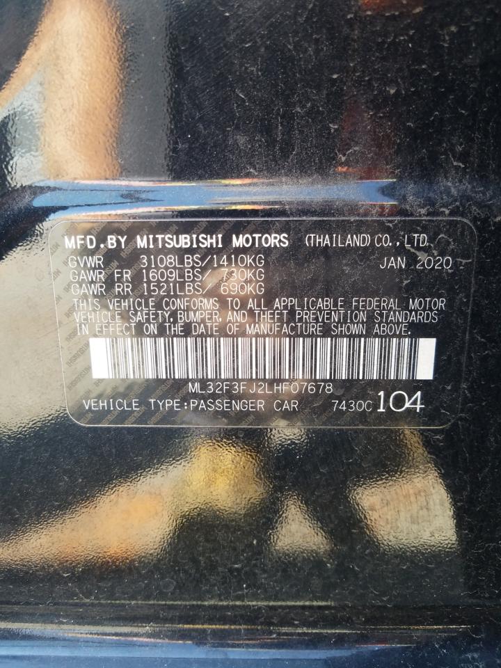 Photo 10 from auction – 2020 MITSUBISHI MIRAGE with VIN ML32F3FJ2LHF07678
