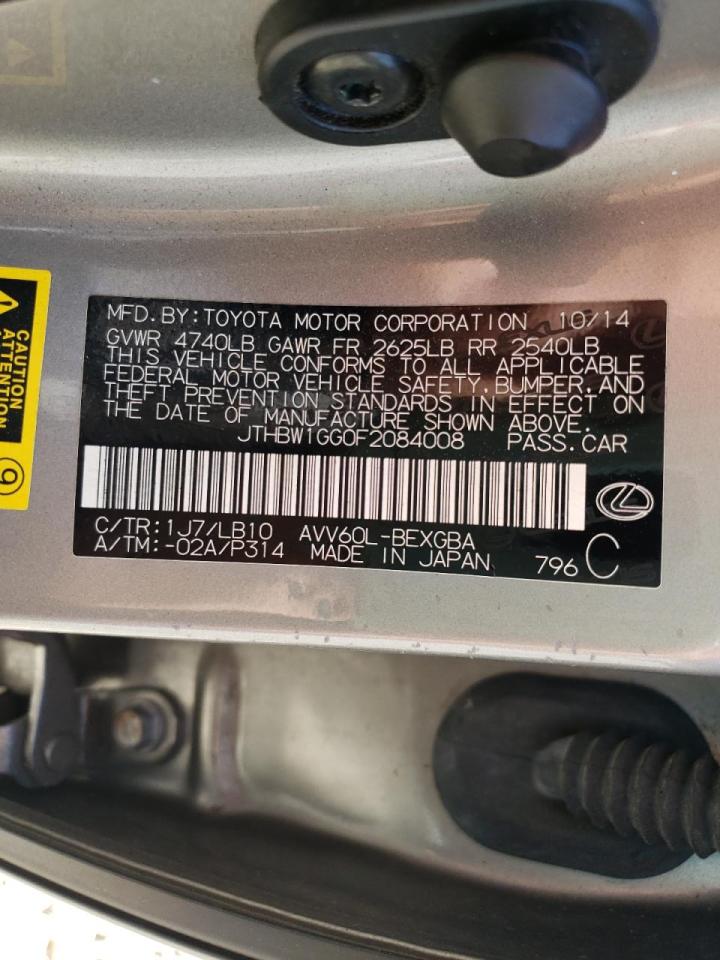 Photo 10 from auction – 2015 LEXUS ES 300H with VIN JTHBW1GG0F2084008