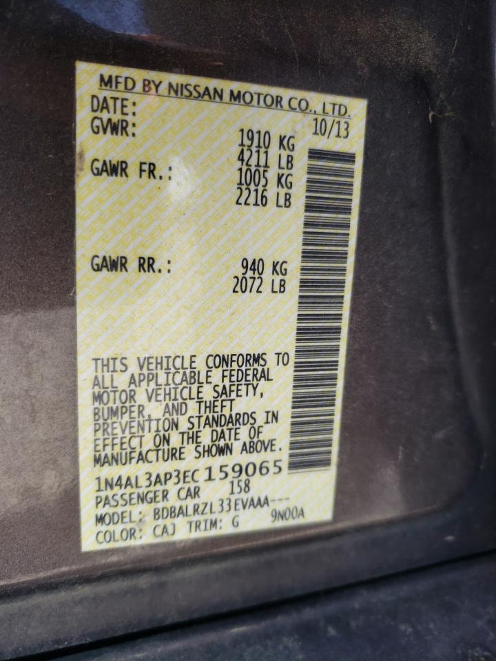 Photo 10 from auction – 2014 NISSAN ALTIMA with VIN 1N4AL3AP3EC159065