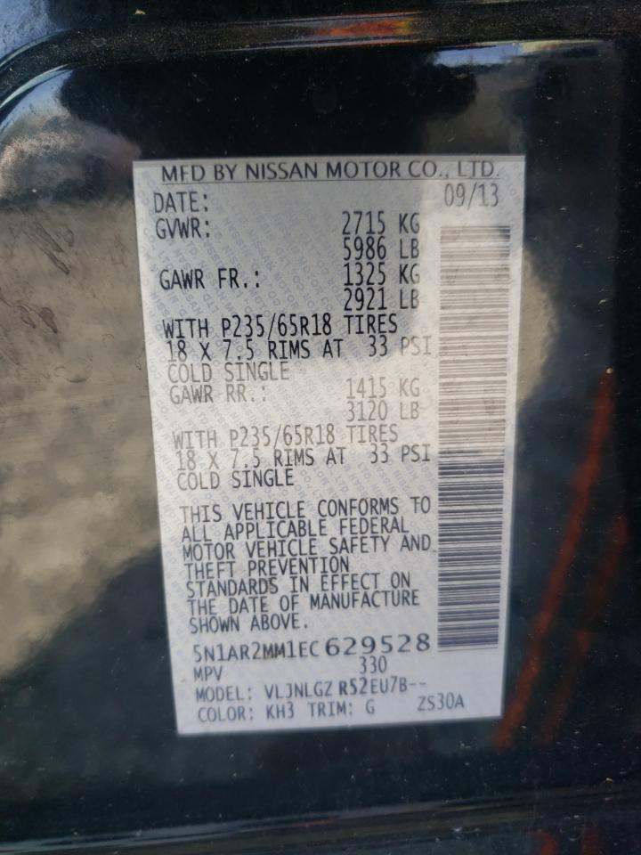 Photo 10 from auction – 2014 NISSAN PATHFINDER with VIN 5N1AR2MM1EC629528