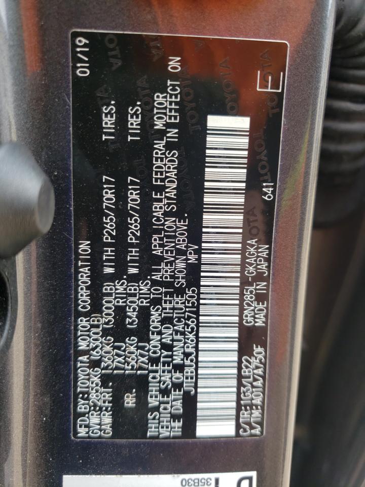 Photo 10 from auction – 2019 TOYOTA 4RUNNER SR with VIN JTEBU5JR6K5671505