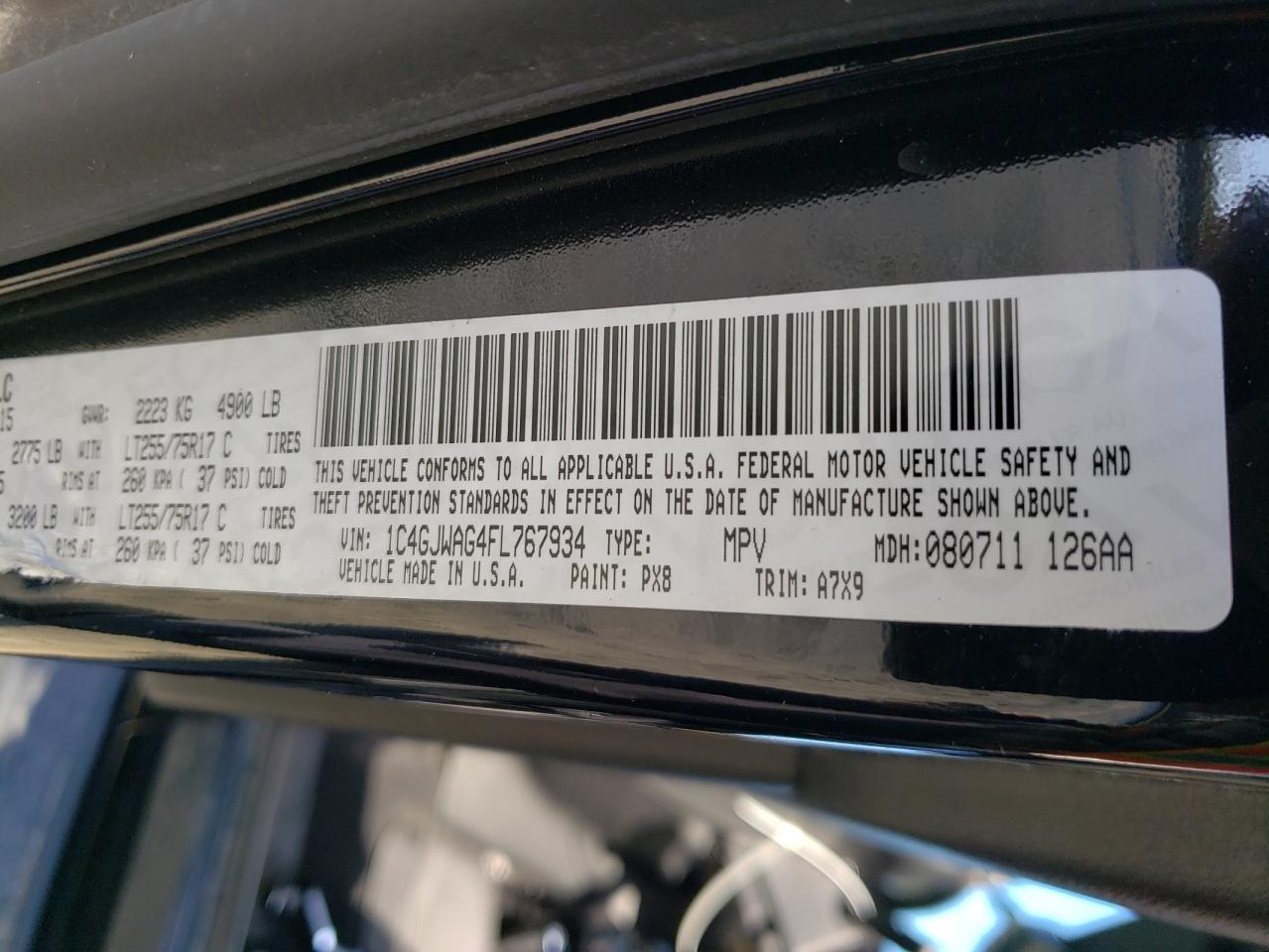 Photo 10 from auction – 2015 JEEP WRANGLER S with VIN 1C4GJWAG4FL767934
