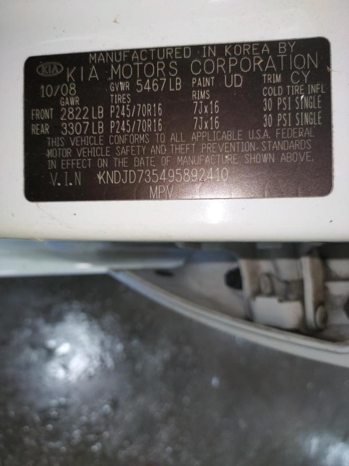 Photo 10 from auction – 2009 KIA SORENTO LX with VIN KNDJD735495892410