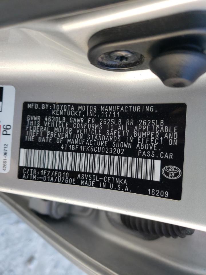 Zdjęcie 10 z aukcji – 2012 TOYOTA CAMRY BASE z VIN 4T1BF1FK6CU023202