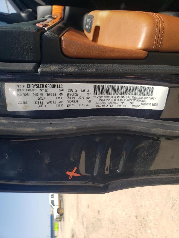 Photo 10 from auction – 2012 JEEP GRAND CHER with VIN 1C4RJECT2CC334539