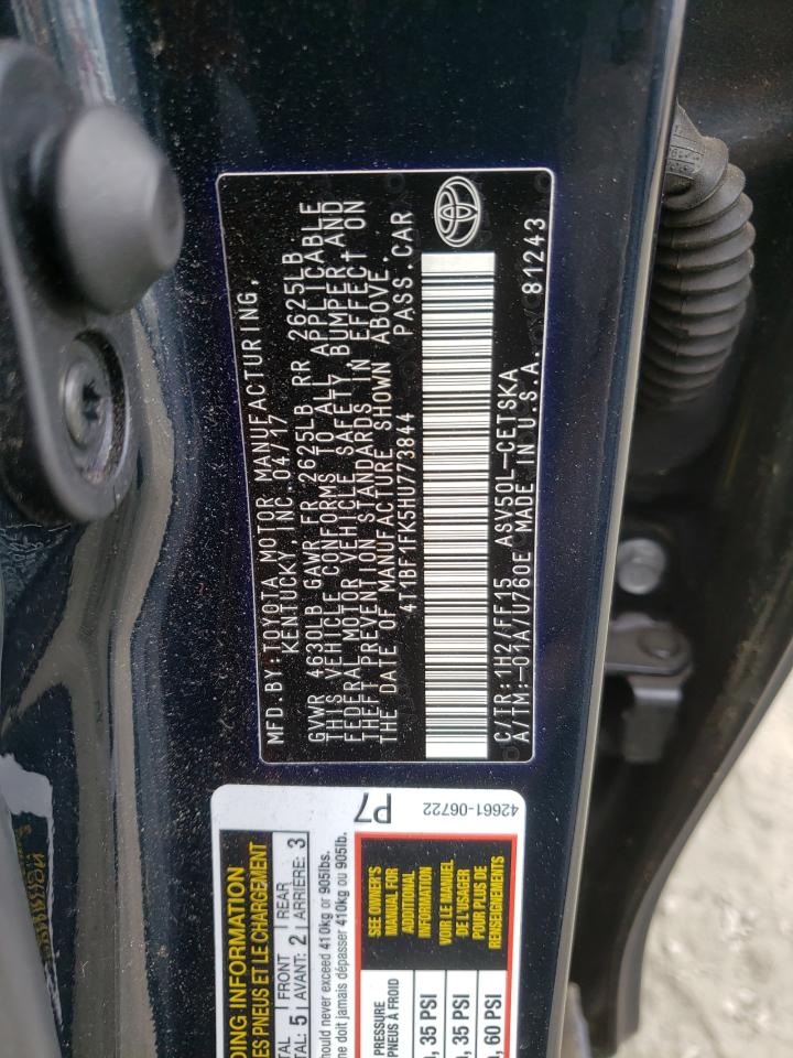Photo 10 from auction – 2017 TOYOTA CAMRY LE with VIN 4T1BF1FK5HU773844