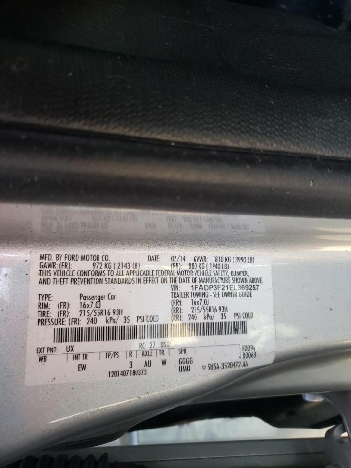 Photo 10 from auction – 2014 FORD FOCUS SE with VIN 1FADP3F21EL369257