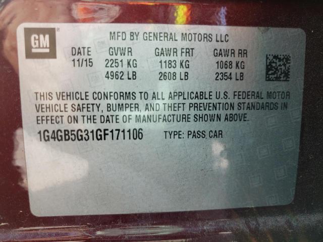 Photo 10 from auction – 2016 BUICK LACROSSE with VIN 1G4GB5G31GF171106